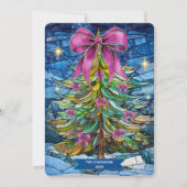 Elegant stained glass coquette bow Christmas tree  Feestdagenkaart (Voorkant)