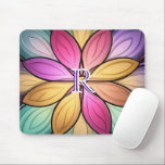 Elegant Stained‑Glass Floral Monogram Initial Muismat<br><div class="desc">This elegant mouse pad features a vibrant stained‑glass–inspired floral design in rich multicolor jewel tones, personalized with a monogram initial for a polished, stylish touch. The vivid colors and clean symmetry make it a standout accent for any desk, adding personality and charm to your workspace while providing smooth, comfortable mouse...</div>