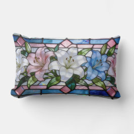 Elegant Stained Glass Lily Floral Design in Soft P Kussen