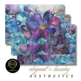 Elegant Stained Glass Purple & Blue Floral Inpakpapier Vel