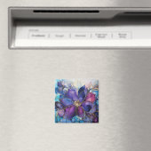 Elegant Stained Glass Purple & Blue Floral Magnet (Insitu (Vaatwasser))