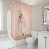 Elegant standaard wit podium gemengd media douchegordijn (In situ)