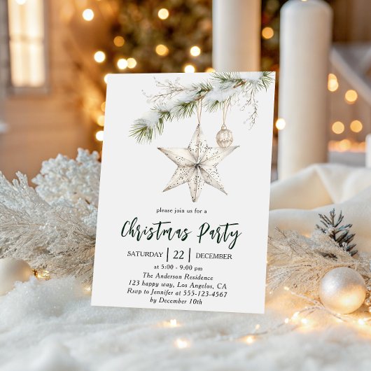 Elegant Star Christmas Party | Winter Holiday  Kaart