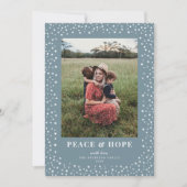 Elegant Star Lijst Deep Dusty Blue One Foto Feestdagenkaart (Voorkant)