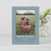 Elegant Star Lijst Deep Dusty Blue One Foto Feestdagenkaart (Staand voorkant)