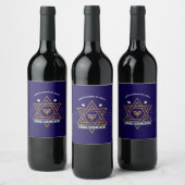 Elegant Star of David Hanukkah Wine Bottle Label Wijn Etiket (Flessen)