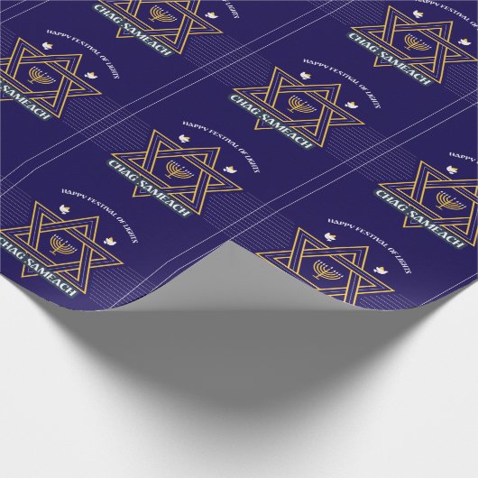 Elegant Star of David Hanukkah Wrapping Paper  Cadeaupapier (Hoek)