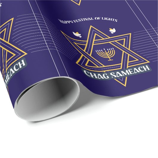 Elegant Star of David Hanukkah Wrapping Paper  Cadeaupapier (Rol Hoek)