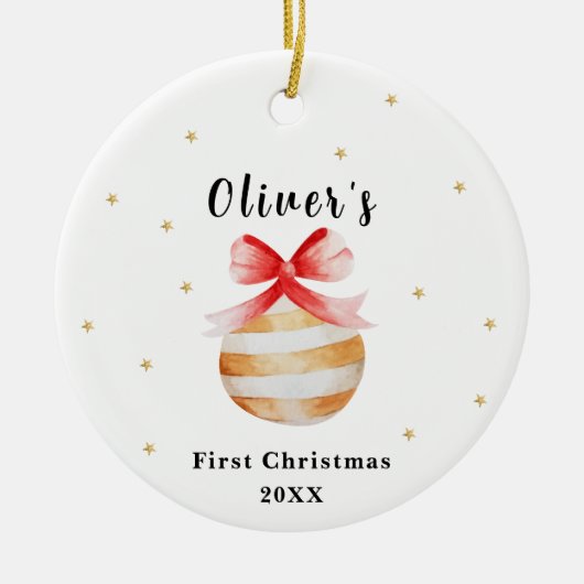 Elegant Star Ornament Baby's Eerste Kerstmis (Voorkant)