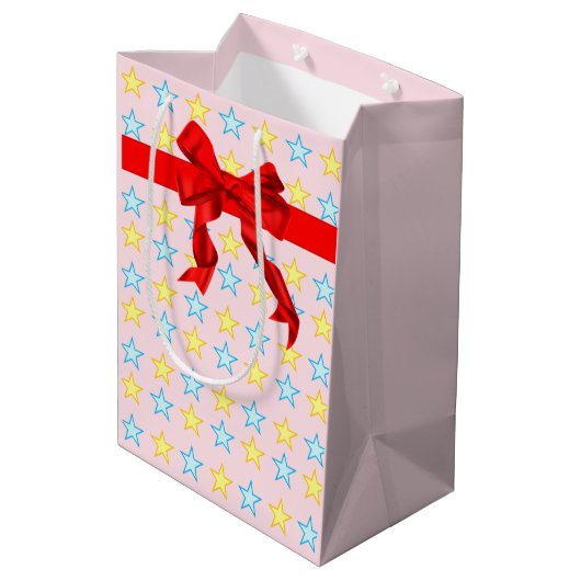 Elegant Star Pattern Medium Cadeauzakje (Achterkant Gekanteld)