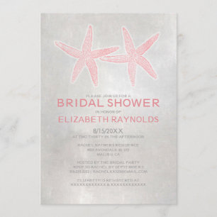 Elegant Starfish Beach Bridal Shower Invitations Kaart