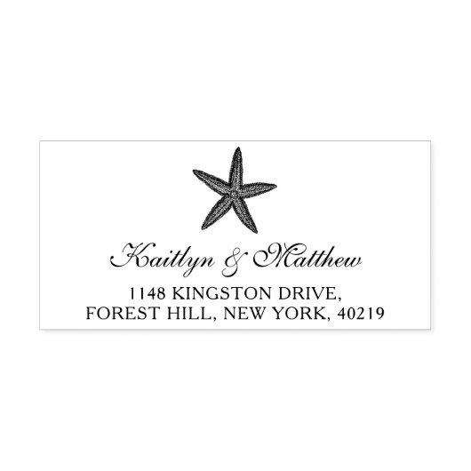 Elegant Starfish Beach Bruiloft retouradres Zelfinktende Stempel (Design)