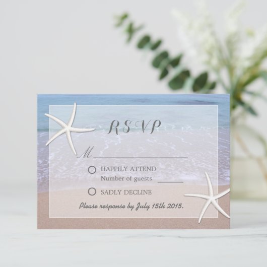 Elegant Starfish Beach Theme Weddenschap RSVP (Staand voorkant)