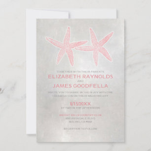 Elegant Starfish Beach Wedding Invitations Kaart