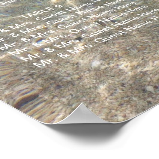 Elegant Starfish Blue Beach Wedding Seding Chart Poster (Hoek)