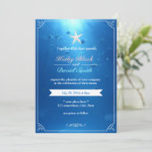 Elegant Starfish Ocean Blue Wedding Invitations Kaart (Staand voorkant)