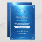 Elegant Starfish Ocean Blue Wedding Invitations Kaart (Voorkant / Achterkant)