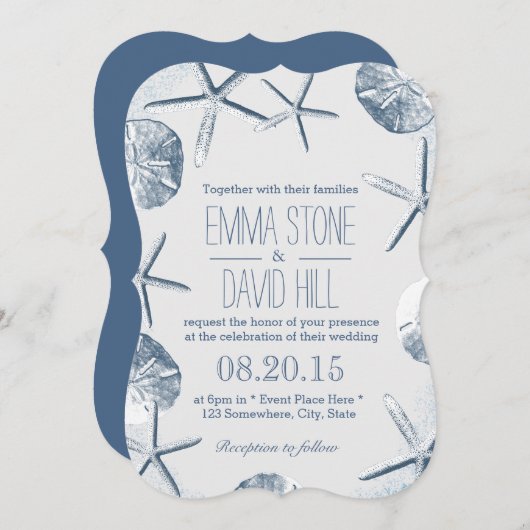 Elegant Starfish & Sand Dollar Beach Weddenschap Kaart (Voorkant / Achterkant)