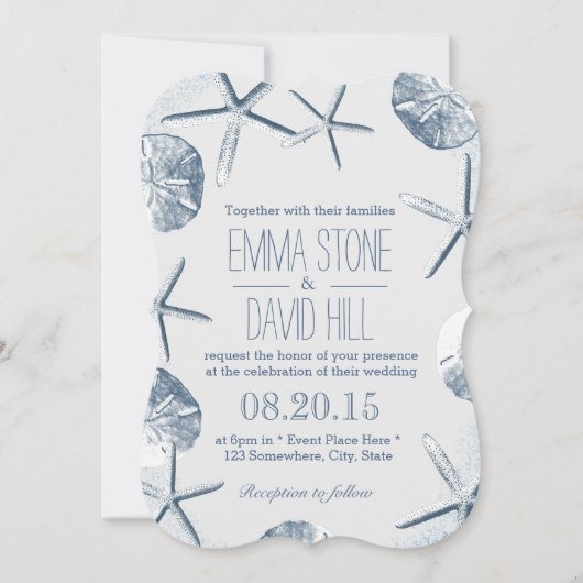 Elegant Starfish & Sand Dollar Beach Weddenschap Kaart (Voorkant)