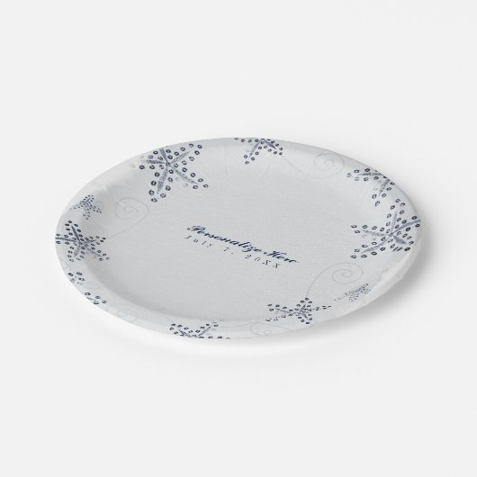 Elegant Starfish & Sequins Blue Beach Party Papieren Bordje (Gekanteld)