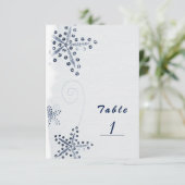 Elegant Starfish & Sequins Blue Beach Table Number Kaart (Staand voorkant)