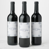 Elegant Starfish & Sequins Blue Beach Wine Labels Wijn Etiket (Flessen)