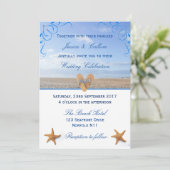 Elegant Starfish & Teenslippers Beach Wedding Kaart (Staand voorkant)