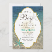 Elegant Starfish Tropical Beach Boy Baby shower Kaart (Voorkant)