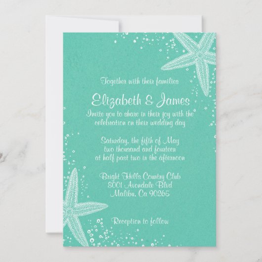 Elegant Starfish Wedding Invitations Kaart (Voorkant)