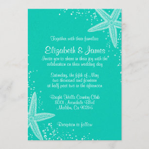 Elegant Starfish Wedding Invitations Kaart