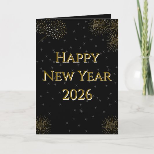 Elegant Starry New Year 2026 Folded Holiday Card Feestdagen Kaart (Voorkant)