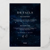 Elegant Starry night Wedding invitation Modern Folie Uitnodiging (Achterkant)