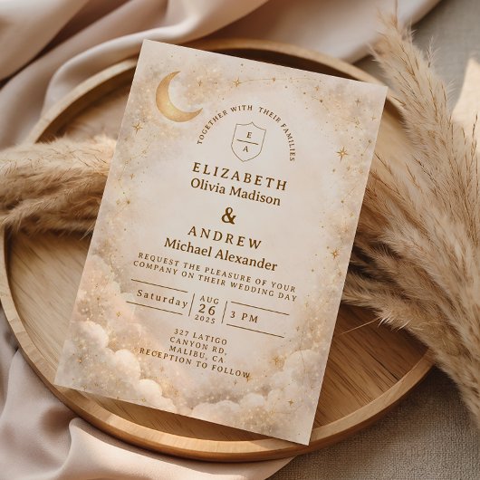 Elegant Starry Night Wedding Kaart