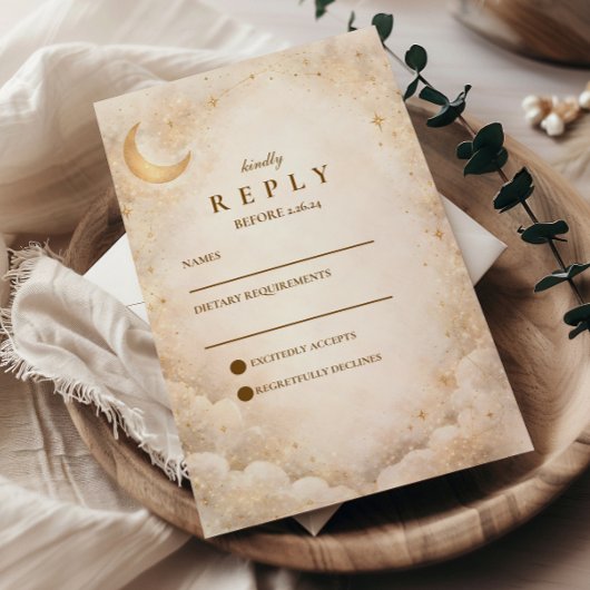 Elegant Starry Night Wedding RSVP Kaartje