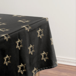 Elegant Starry Pattern Faux Gold Stars Black Tafelkleed