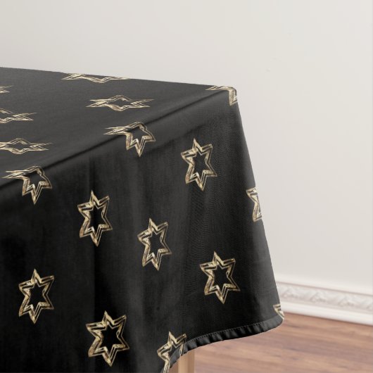 Elegant Starry Pattern Faux Gold Stars Black Tafelkleed (Voorbeeld)