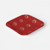 Elegant Starry Pattern Modern Red and Gold Papieren Bordje (Gebogen)