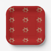 Elegant Starry Pattern Modern Red and Gold Papieren Bordje (Voorkant)
