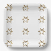 Elegant Starry Pattern Stars Faux Gold Stars Papieren Bordje (Voorkant)