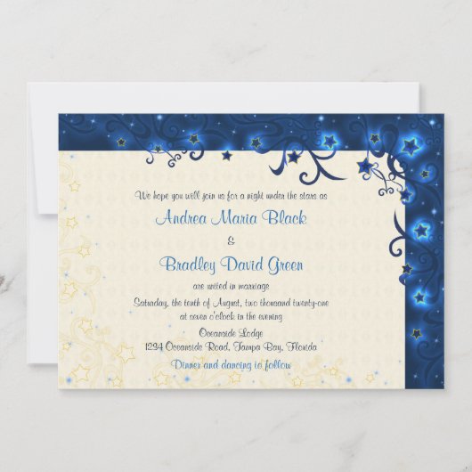 Elegant Starry Sky Wedding Invitation Kaart (Voorkant)