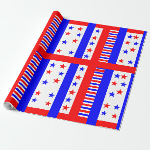 Elegant Stars and Stripes Pattern USA Flag Colors Cadeaupapier