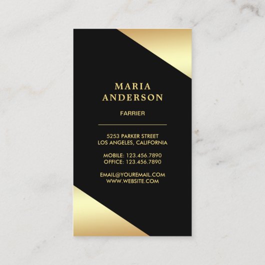 Elegant Stars Confetti Faux Gold Foil Hoefijzer Visitekaartje (Achterkant)