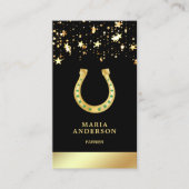 Elegant Stars Confetti Faux Gold Foil Hoefijzer Visitekaartje (Voorkant)