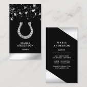 Elegant Stars Confetti Faux Silver Foil Hoefijzer Visitekaartje (Voorkant / Achterkant)