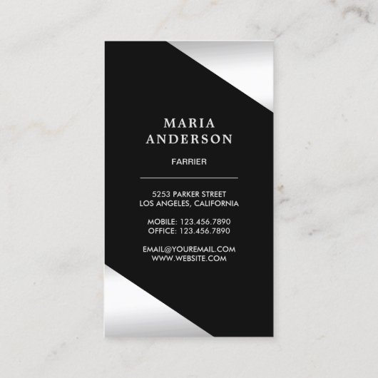 Elegant Stars Confetti Faux Silver Foil Hoefijzer Visitekaartje (Achterkant)