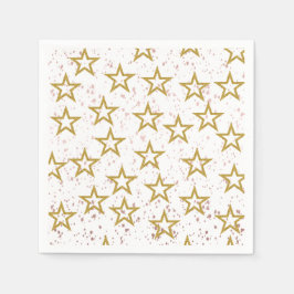 Elegant Stars Confetti Roze, Wit en Goud Party Servet