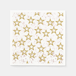 Elegant Stars Confetti Roze, Wit en Goud Party Servet