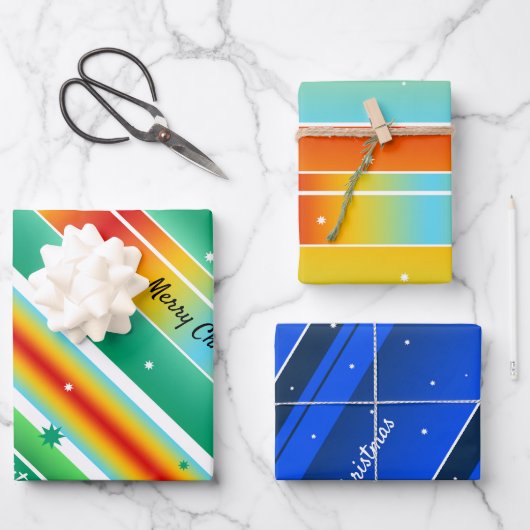 Elegant Stars en Stripes kleurrijke kerstomhulling Inpakpapier Vel (Voorkant)