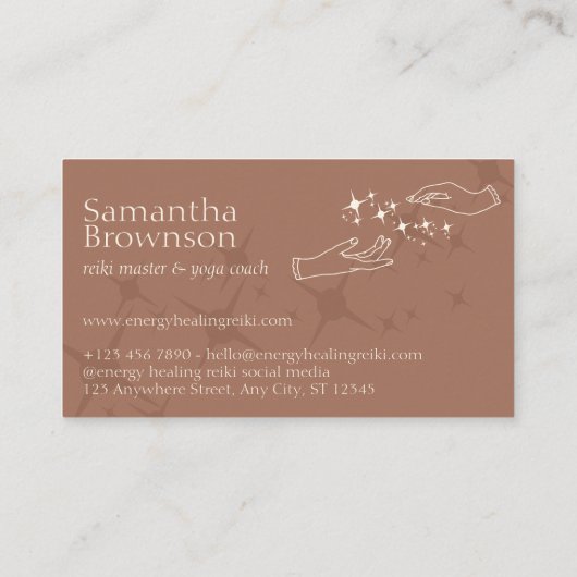 Elegant Stars Energy Healing Hands Reiki Therapy Visitekaartje (Achterkant)