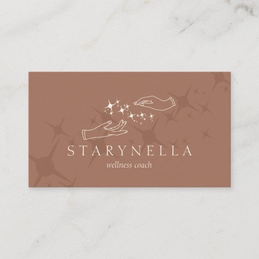 Elegant Stars Energy Healing Hands Reiki Therapy Visitekaartje (Voorkant)